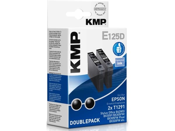KMP E125D, Høyt (XL) utbytte, Pigmentbasert blekk, 2 stykker, Multipakke