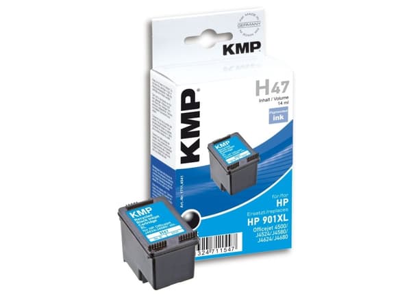 KMP H47 - 14 ml - svart - kompatibel - blekkpatron (alternativ for: HP 901XL, HP CC654AE) - for HP Officejet 4500, 4500 G510, J4524, J4540, J4550, J4