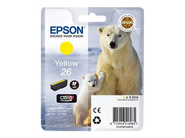 Epson 26 - Gul - Original - Blekkpatron - for Expression Photo XP-760, Expression Premium XP-510, 520, 615, 620, 625, 710, 720, 810, 820 (C13T2614401