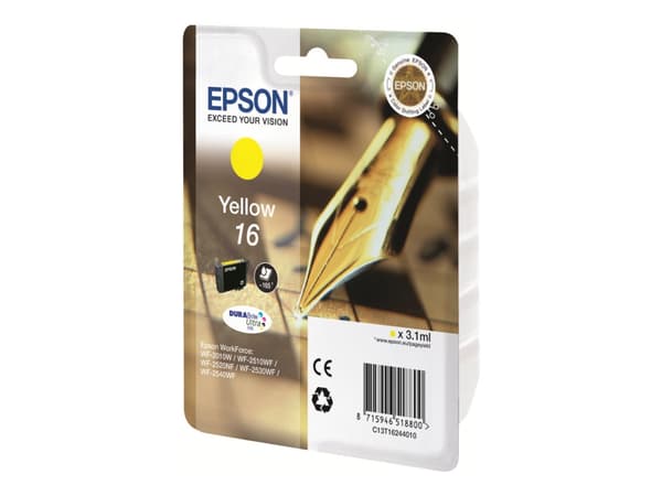 Epson 16 - 3.1 ml - gul - original - bläckpatron - för WorkForce WF-2010, 2510, 2520, 2530, 2540, 2630, 2650, 2660, 2750, 2760