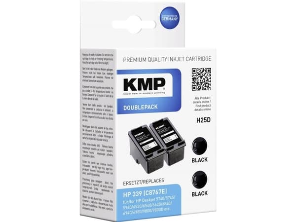 KMP H25D, Sort, Pigmentbasert blekk, 2 stykker, Multipakke