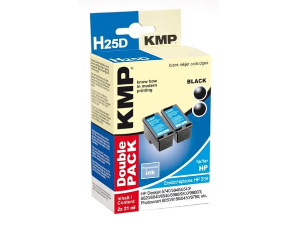KMP H25D, Sort, Pigmentbasert blekk, 2 stykker, Multipakke