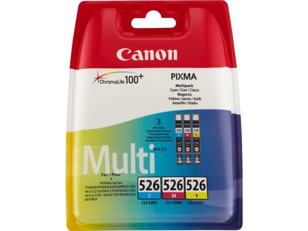 Canon CLI-526 C/M/Y Multi pack - 3-pack - gul, cyan, magenta - original - blekkbeholder - for PIXMA iP4950, iX6550, MG5250, MG5350, MG6150, MG6250, M