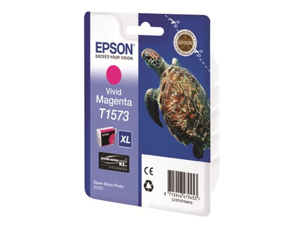 Epson Turtle T1573 kirkas magenta, Korkea (XL) värintuotto, Väriainepohjainen muste, 25,9 ml, 2300 sivua, 1 kpl