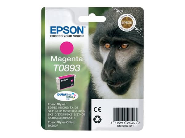 Epson Monkey Singlepack Magenta T0893 DURABrite Ultra Ink