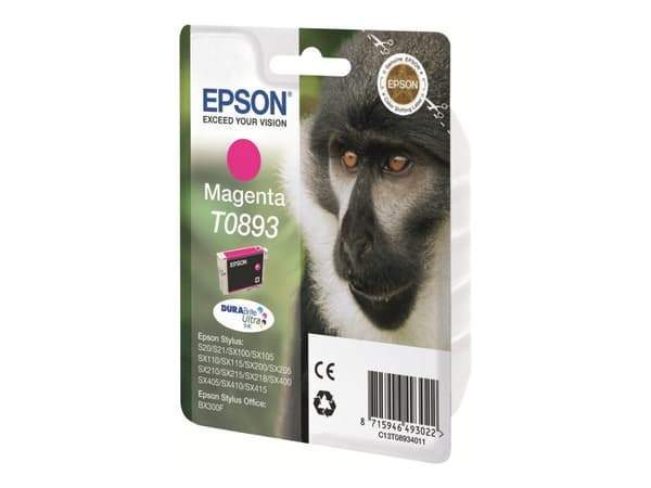 Epson Monkey Singlepack Magenta T0893 DURABrite Ultra Ink