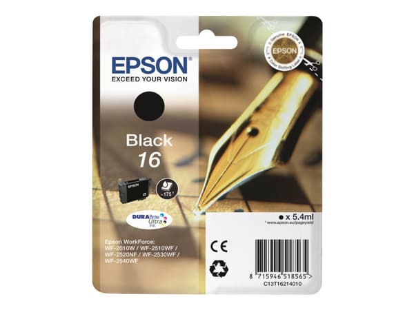 Epson 16 - 5.4 ml - svart - original - blekkpatron - for WorkForce WF-2010, 2510, 2520, 2530, 2540, 2630, 2650, 2660, 2750, 2760