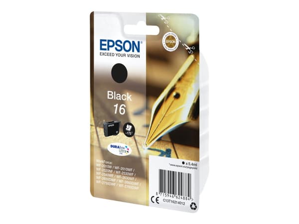 Epson 16 - 5.4 ml - svart - original - blekkpatron - for WorkForce WF-2010, 2510, 2520, 2530, 2540, 2630, 2650, 2660, 2750, 2760