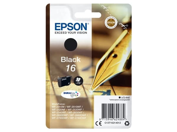 Epson 16 - 5.4 ml - svart - original - blekkpatron - for WorkForce WF-2010, 2510, 2520, 2530, 2540, 2630, 2650, 2660, 2750, 2760