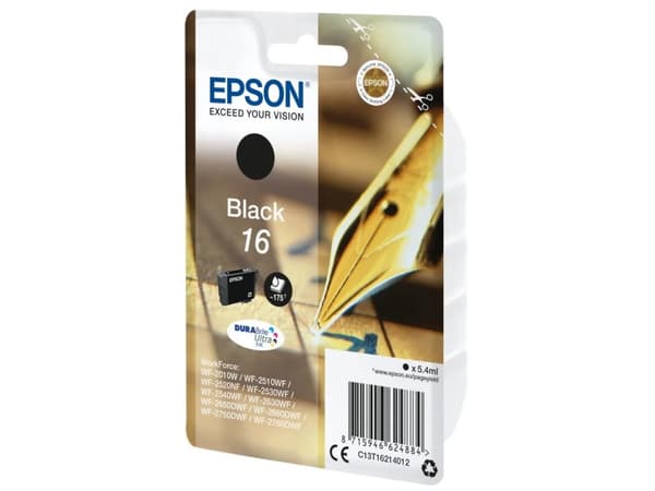 Epson 16 - 5.4 ml - svart - original - blekkpatron - for WorkForce WF-2010, 2510, 2520, 2530, 2540, 2630, 2650, 2660, 2750, 2760