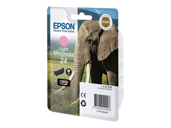 Epson 24 - 5.1 ml - ljus magenta - original - blister - bläckpatron - för Expression Photo XP-55, 750, 760, 850, 860, 950, 960; Expression Premium XP