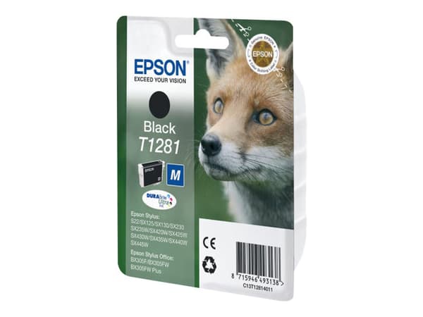 Epson T1281 - 5.9 ml - svart - original - blister - blekkpatron - for Stylus S22, SX130, SX230, SX235, SX430, SX435, SX438, SX440, SX445; Stylus Offi