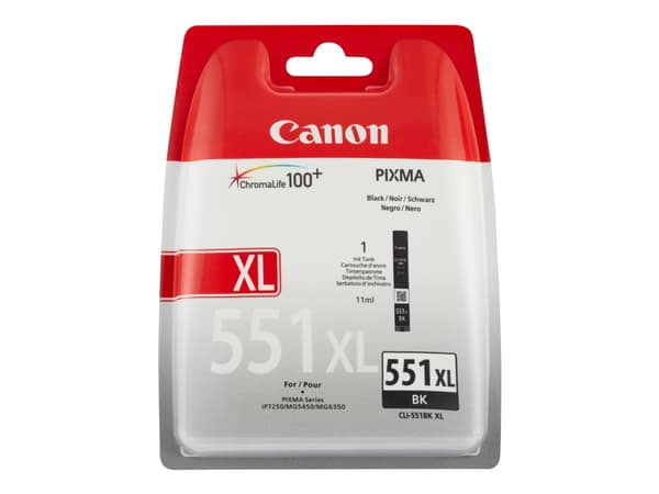 Canon CLI-551BK XL - Høy ytelse - svart - original - blekkbeholder - for PIXMA iP8750, iX6850, MG5550, MG5650, MG5655, MG6450, MG6650, MG7150, MG7550