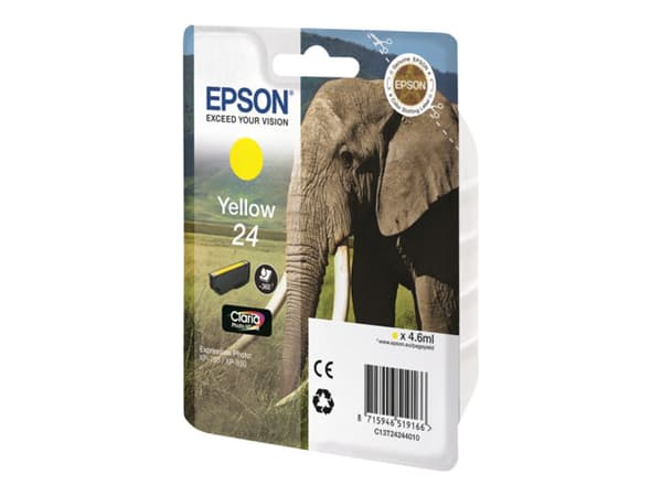 Epson 24 - 4.6 ml - gul - original - blister - blekkpatron - for Expression Photo XP-55, 750, 760, 850, 860, 950, 960; Expression Premium XP-750, 850