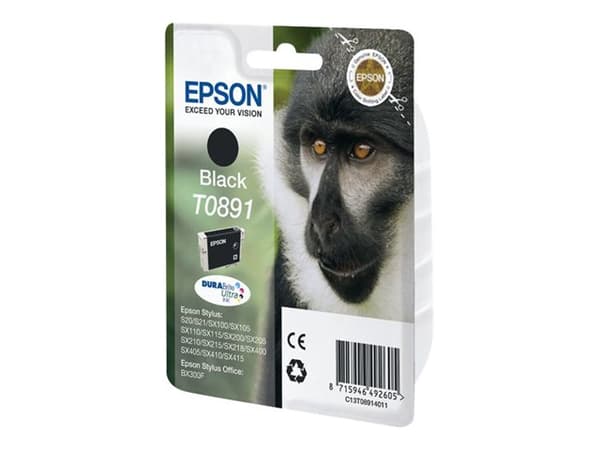 Epson T0891 - 5.8 ml - svart - original - blister - blekkpatron - for Stylus S21, SX110, SX115, SX210, SX215, SX218, SX400, SX410, SX415; Stylus Offi