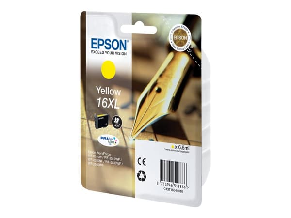 Epson 16XL - 6.5 ml - XL - gul - original - blekkpatron - for WorkForce WF-2010, 2510, 2520, 2530, 2540, 2630, 2650, 2660, 2750, 2760