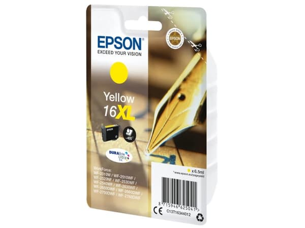 Epson 16XL - 6.5 ml - XL - gul - original - blekkpatron - for WorkForce WF-2010, 2510, 2520, 2530, 2540, 2630, 2650, 2660, 2750, 2760