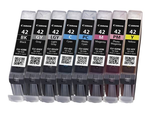 Canon CLI-42 BK/GY/LG/C/M/Y/PC/PM Multipack - 8-pack - grå, gul, cyan, magenta, ljusgrå, foto-cyan, foto-magenta - original - bläcktank - för PIXMA P