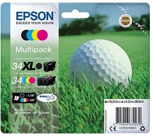 Epson 34XL - 4-pack - XL - svart, gul, cyan, magenta - original - blære med RF/lyd-alarm - blekkpatron - for WorkForce Pro WF-3720DWF, WF-3725DWF