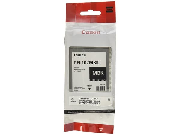 Canon PFI-107 MBK - 130 ml - matt svart - original - blekktank - for imagePROGRAF iPF670, iPF680, iPF685, iPF770, iPF780, iPF785