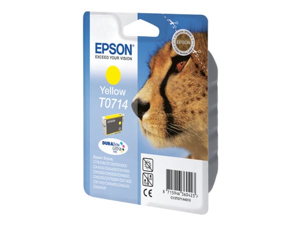 Epson Cheetah Singlepack Yellow T0714 DURABrite Ultra Ink, Väriainepohjainen muste, 1 kpl