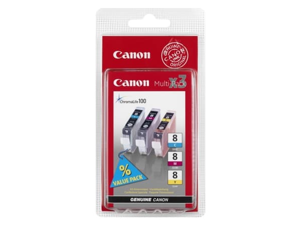 Canon CLI-8 Multipack - 3 pakker - gul, cyan, magenta - original - blekktank - for PIXMA iP6600D, iP6700D, Pro9000, Pro9000 Mark II