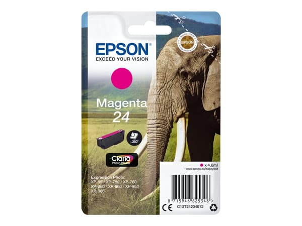 Epson Elephant Singlepack Magenta 24 Claria Photo HD Ink