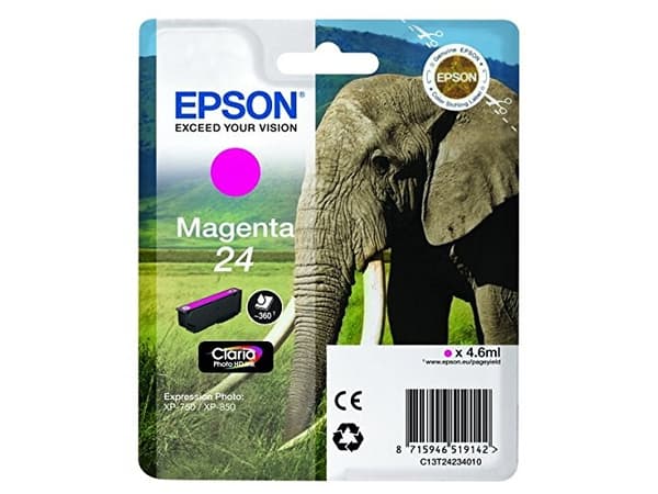 Epson Elephant Singlepack Magenta 24 Claria Photo HD Ink