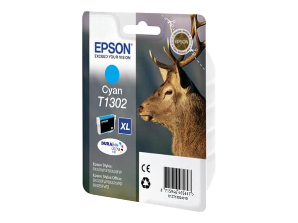 Epson T1302 - 10.1 ml - cyan - original - blister - blekkpatron - for Stylus Office BX630, BX635, BX935; WorkForce WF-3010, 3520, 3530, 3540, 7015, 7