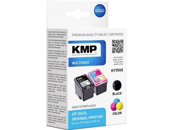 KMP MULTIPACK H175VX - 2-pack - svart, färg (cyan, magenta, gul) - kompatibel - bläckpatron - för HP AMP 130; Deskjet 26XX, 37XX; ENVY 50XX