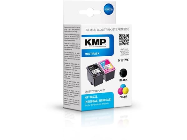 KMP MULTIPACK H175VX - 2-pack - svart, färg (cyan, magenta, gul) - kompatibel - bläckpatron - för HP AMP 130; Deskjet 26XX, 37XX; ENVY 50XX