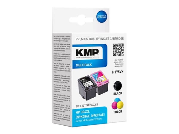 KMP MULTIPACK H175VX - 2-pack - svart, färg (cyan, magenta, gul) - kompatibel - bläckpatron - för HP AMP 130; Deskjet 26XX, 37XX; ENVY 50XX