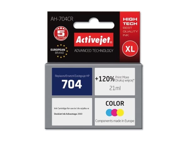 Activejet AH-704CR, Høyt (XL) utbytte, Pigmentbasert blekk, 21 ml, 440 sider, 1 stykker