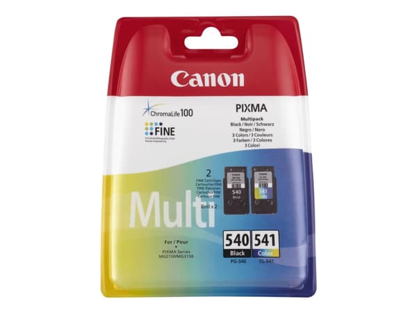 Canon PG-540 / CL-541 Multipack - 2-pack - 8 ml - svart, farge (cyan, magenta, gul) - original - blekkpatron - for PIXMA MG3150, MG3510, MG3550, MG36