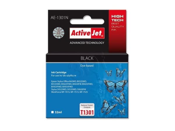Activejet AE-1301N, Høyt (XL) utbytte, Sort, Pigmentbasert blekk, 32 ml, 1 stykker