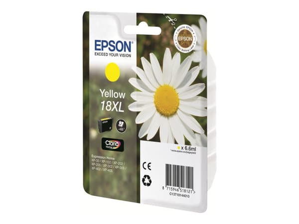 Epson 18XL - XL - gul - original - blekkpatron - for Expression Home XP-212, 215, 225, 312, 315, 322, 325, 412, 415, 422, 425