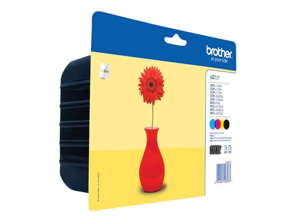 Brother LC121 Value Pack - Svart, gul, cyan, magenta - original - förpackning med stöldmärkning - bläckpatron - för Brother DCP-J132, DCP-J152, DCP-J