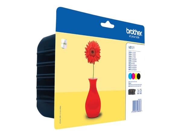Brother LC121 Value Pack - Svart, gul, cyan, magenta - original - förpackning med stöldmärkning - bläckpatron - för Brother DCP-J132, DCP-J152, DCP-J