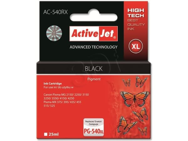 ActiveJet AC-540RX, Compatible, Pigmentbasert blekk, Svart, Canon, Canon PIXMA: MG2150, MG2250, MG3150, MG3250, MG3550, MG3650, MG4150, MG4520, MX375