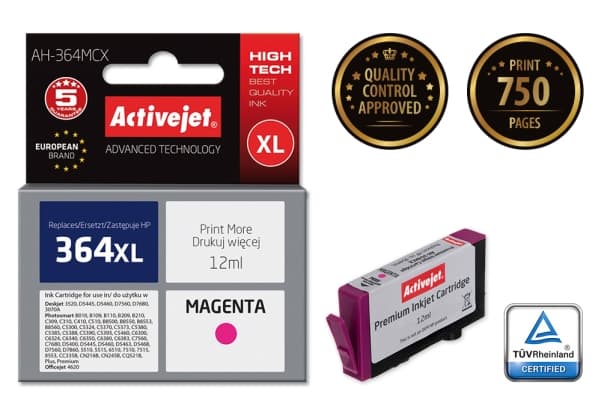 Activejet AH-364MCX, Høyt (XL) utbytte, Pigmentbasert blekk, 12 ml, 1 stykker