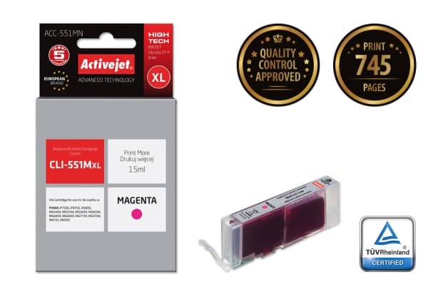Activejet ACC-551MN, Høyt (XL) utbytte, Fargestoffbasert blekk, 15 ml, 1 stykker, Enkeltpakke