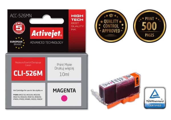 Activejet ACC-526MN, Høyt (XL) utbytte, Fiolblå, Fargestoffbasert blekk, 10 ml, 1 stykker, Enkeltpakke