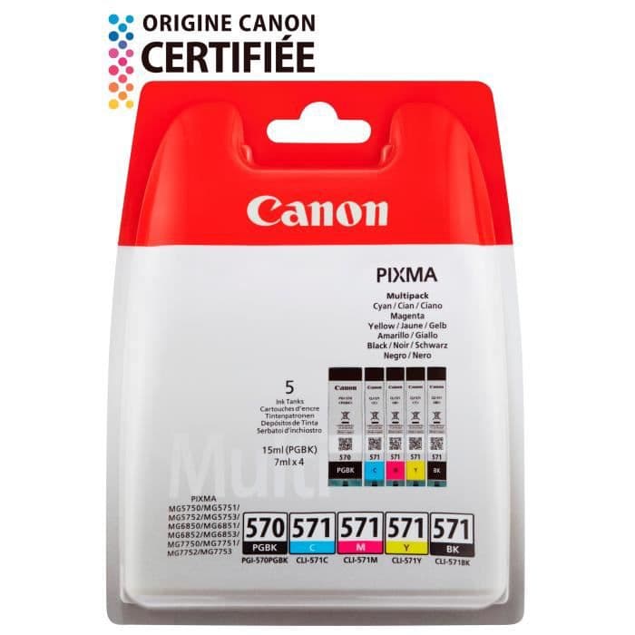 Canon-pakke med 4 patroner PGI-570 / CLI-571 PGBK / BK / C / M / Y - Sort + farve
