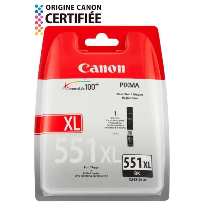 CANON Pack med 1 bläckpatron - CLI-551XLBKBL - Svart - 5530 sidor - blister med larm