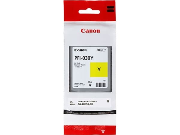 Canon PFI-030Y - 55 ml - gul - original - blekkbeholder - for imagePROGRAF TA-20, TA-20 MFP L24ei, TA-30, TA-30 MFP L36ei