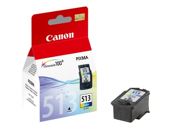 Canon CL-513 - Väri (syaani, magenta, keltainen) - alkuperäinen - turvakupla - mustesäiliöt - PIXMA MP230, MP237, MP252, MP258, MP272, MP280, MP282,