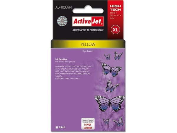 Activejet AB-1000YN, Høyt (XL) utbytte, Gult, Fargestoffbasert blekk, 36 ml, 1 stykker, Enkeltpakke