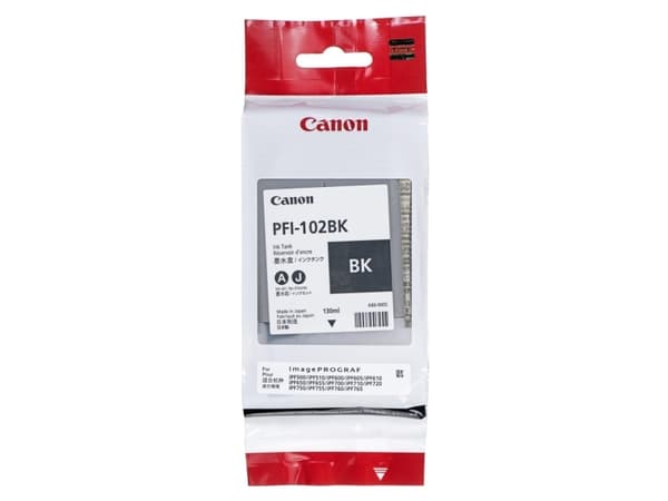 Canon PFI-102 BK - 130 ml - svart - original - blekktank - for imagePROGRAF iPF510, iPF605, iPF650, iPF655, iPF710, iPF720, iPF750, iPF755, LP17, LP2