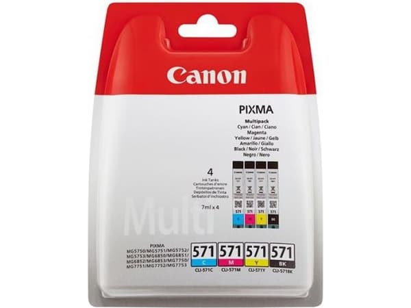 Canon CLI-571 C/M/Y/BK Photo Value Pack - 4-pack - 7 ml - svart, gul, cyan, magenta - original - 100 x 150 mm 50 ark bläckbehållare / papperspaket -