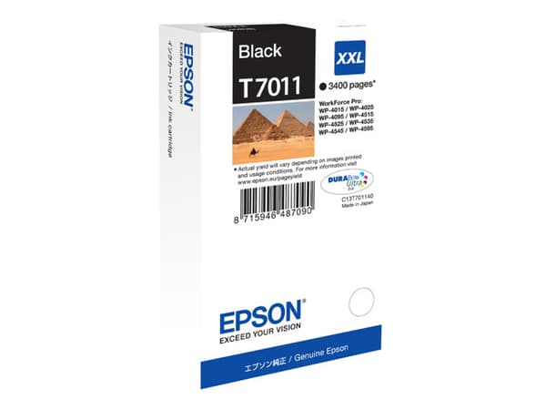 Epson T7011 - 63.2 ml - XXL-storlek - svart - original - blister - bläckpatron - för WorkForce Pro WP-4015 DN, WP-4095 DN, WP-4515 DN, WP-4525 DNF, W